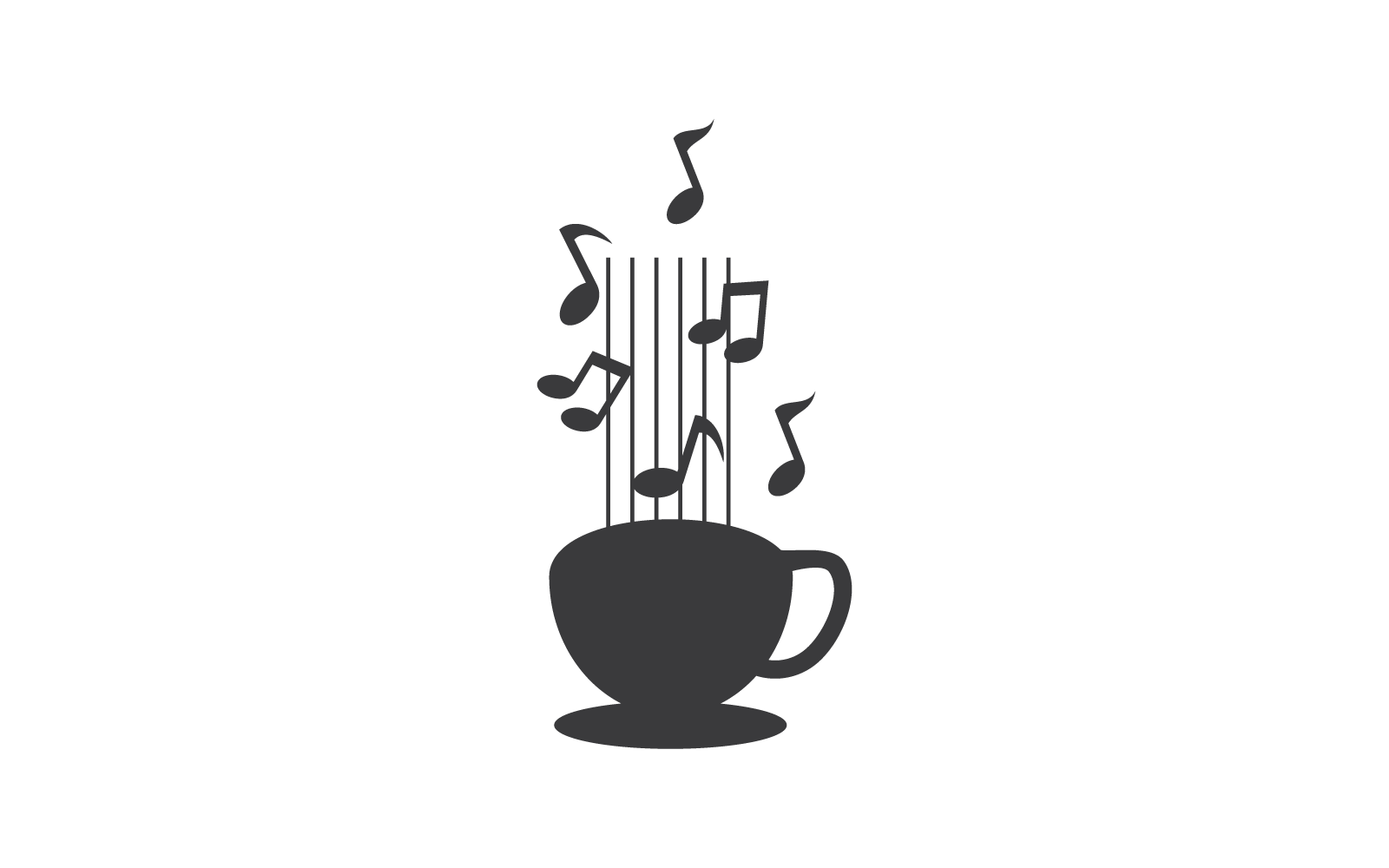Koffie en muziek logo vector plat ontwerp