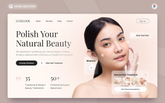 LuxeLook - Beauty Clinic Hero Section Figma Template