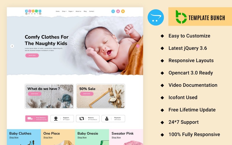 Magic - Baby Cloths Responsive OpenCart Theme for eCommerce Website Template OpenCart Template