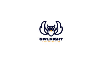 Owl Night Line Art Logo Design