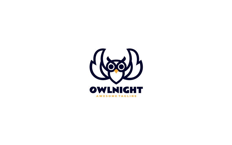 Owl Night Line Art Logo Design Logo Template