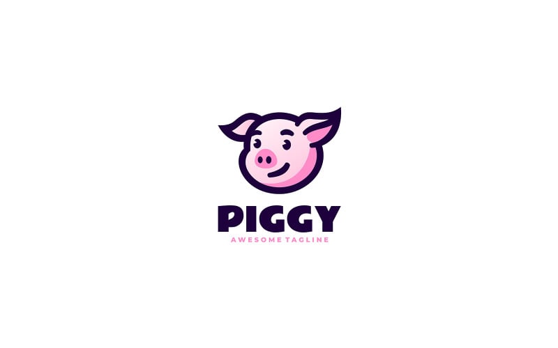 Piggy Simple Mascot Logo Design Logo Template