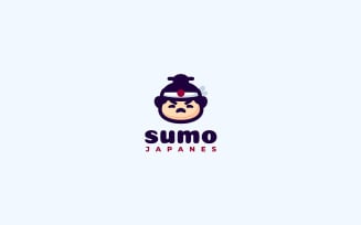 Sumo Head Mascot Cartoon Logo