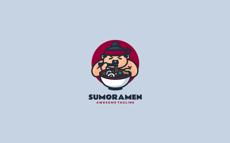 Sumo Ramen Mascot Cartoon Logo Logo Template