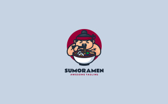 Sumo Ramen Mascot Cartoon Logo