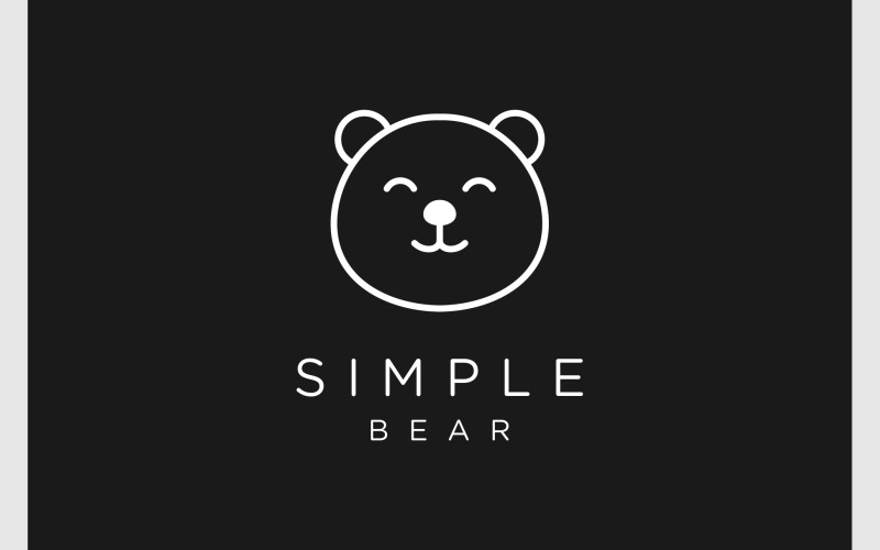 Bear Head Simple Outline Mascot Logo Logo Template