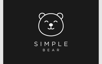 Bear Head Simple Outline Mascot Logo