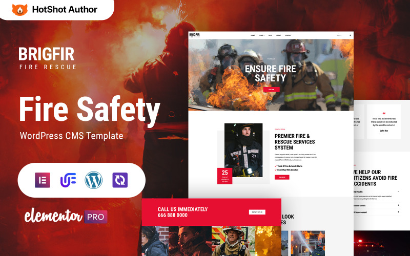 Brigfir - Fire Department and Security WordPress Elementor Theme WordPress Theme