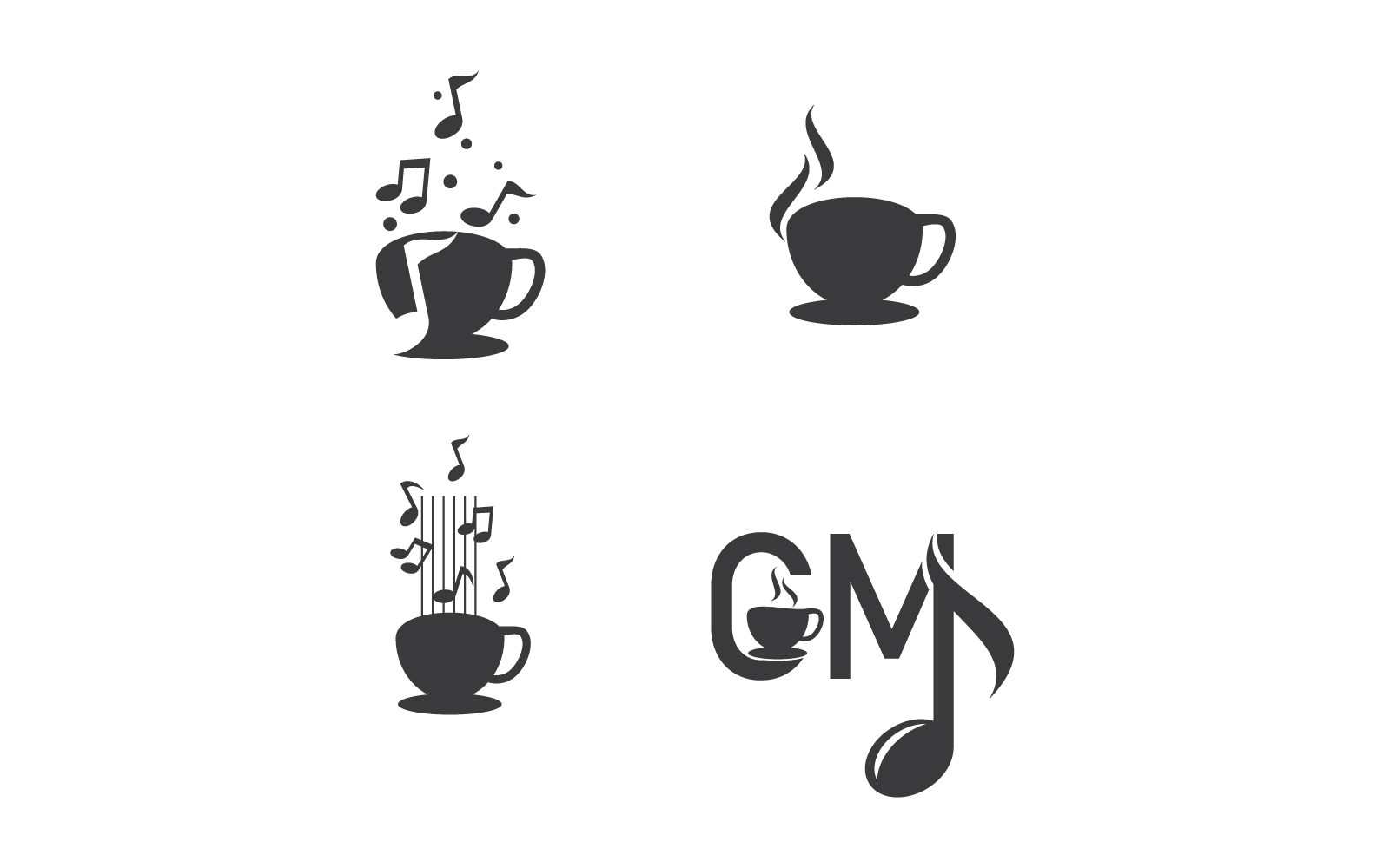 Café et musique logo icône vecteur