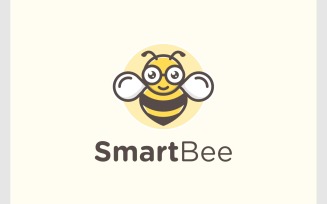 Cute Bee Mascot Cartoon Logo