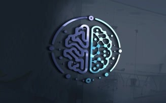 Digital Brain Ai Logo Template Vector