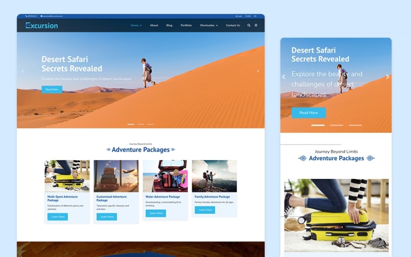 Excursion Travel & Trip Site Template Website Template