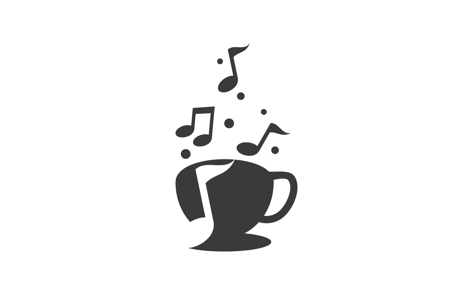 Modèle de conception vectorielle de logo de café et de musique