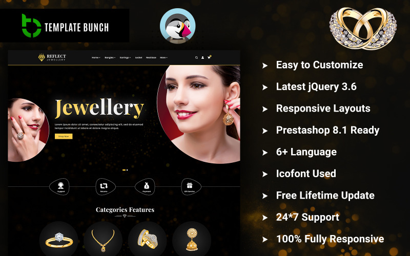 Reflect Jewellery - Responsive Prestashop Theme for eCommerce PrestaShop Theme