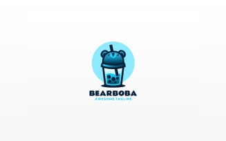 Bear Boba Gradient Colorful Logo
