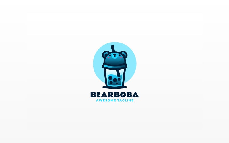 Bear Boba Gradient Colorful Logo Logo Template