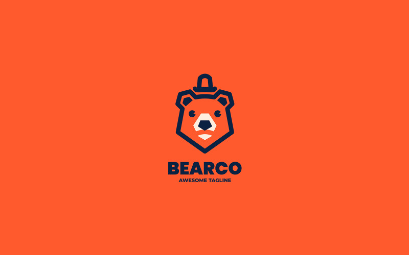 Bear Head Line Art Logo Style Logo Template