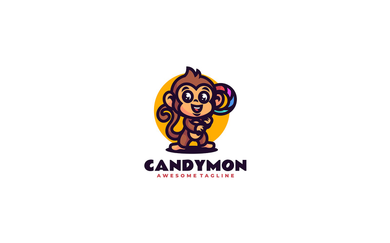 Candy Monkey Mascot Cartoon Logo Logo Template