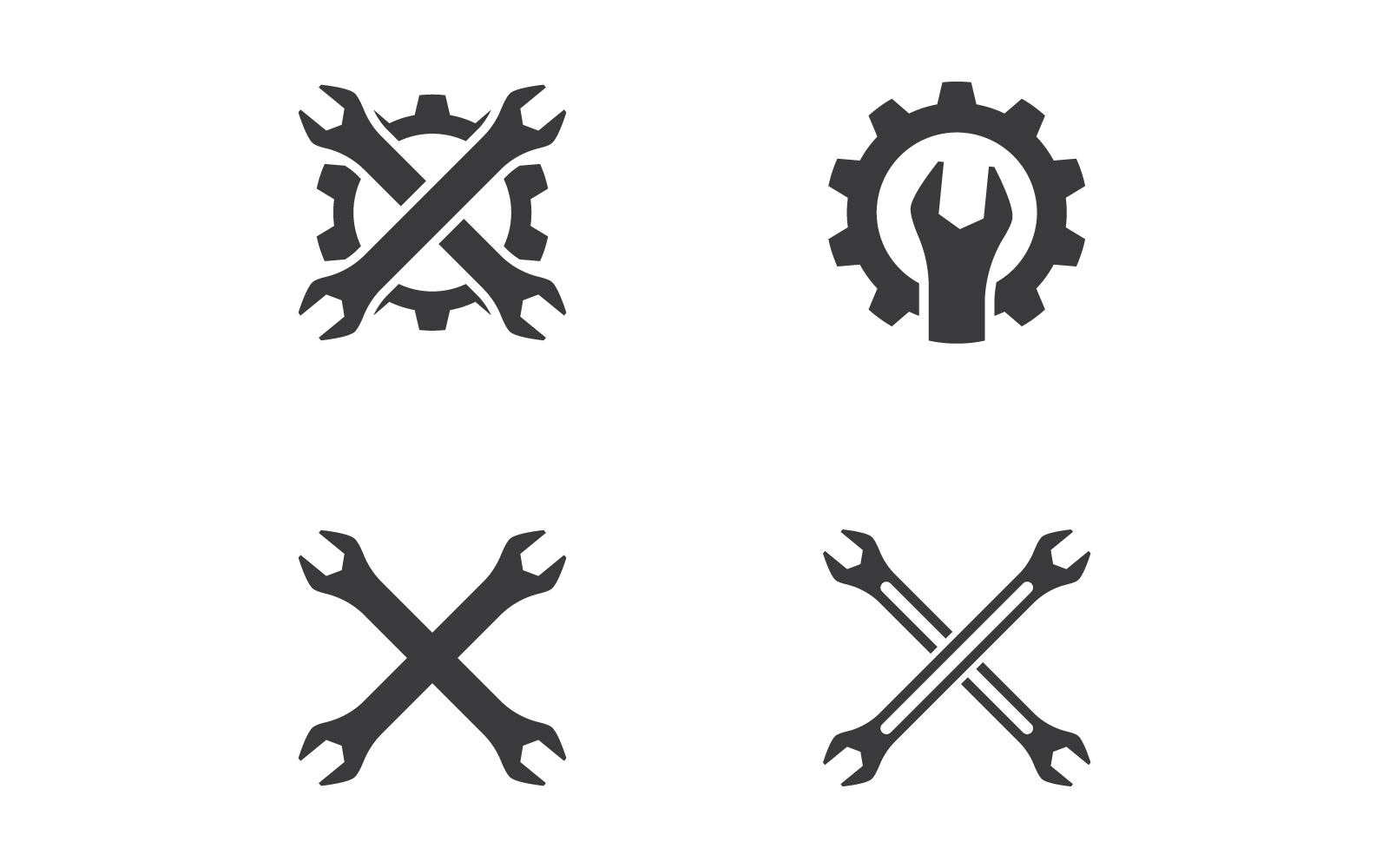 Disegno dell'icona vettoriale del logo della chiave inglese
