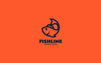 Fish Line Art Logo Template