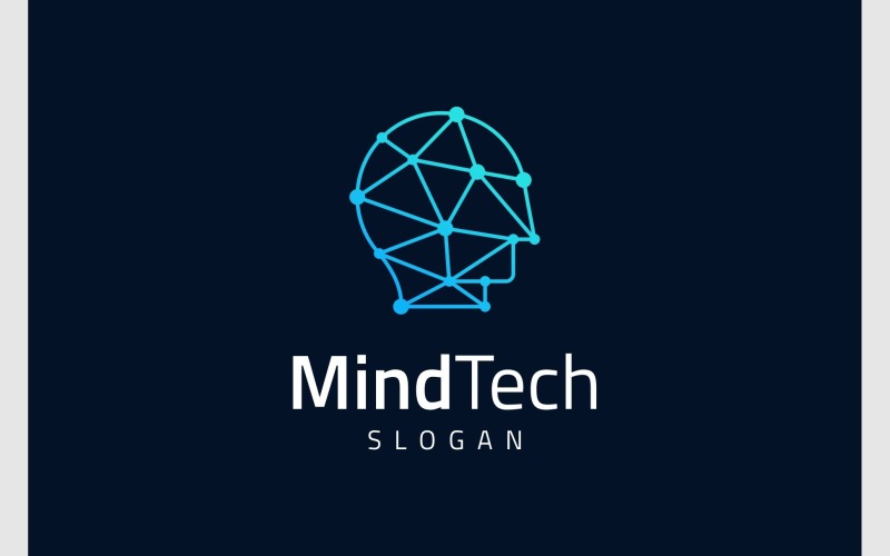 Human Head Connection Tech Logo Logo Template