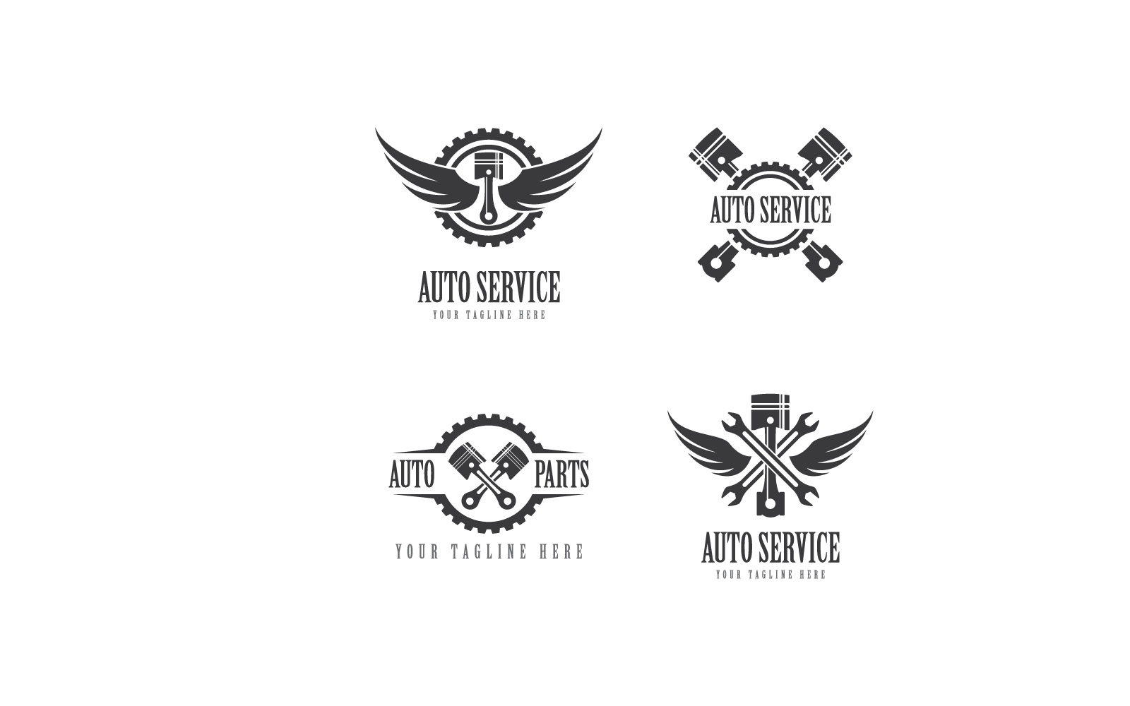 Kolben-Autoservice-Logo, Vektorsymbol, flaches Design