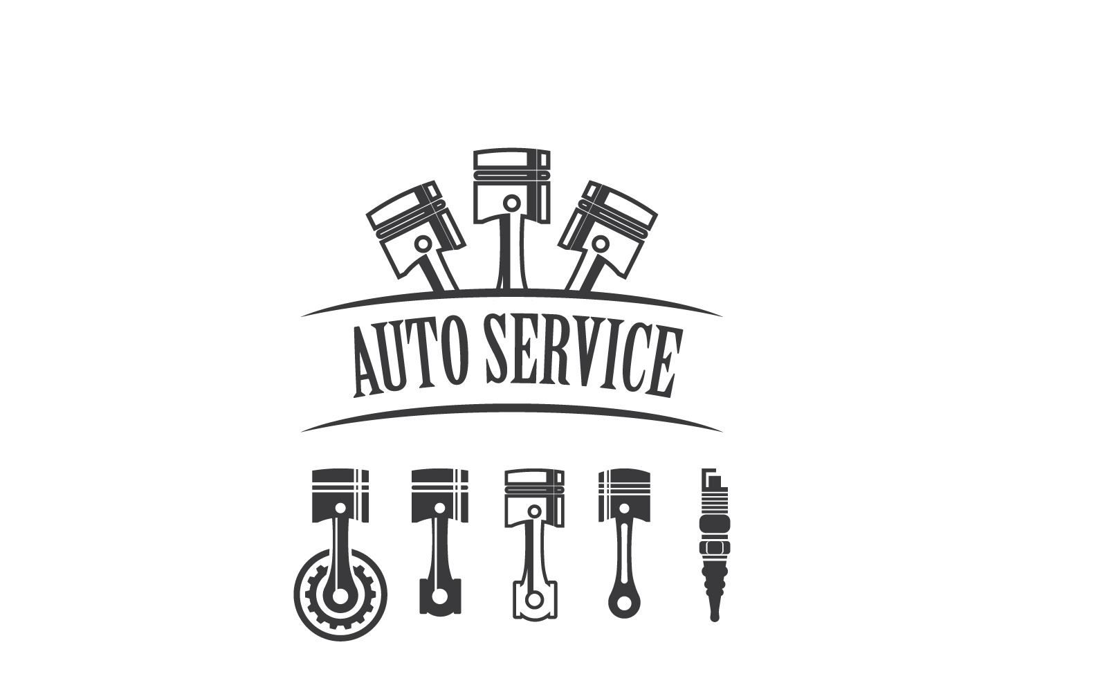 Kolv auto service logotyp vektor ikon illustration mall