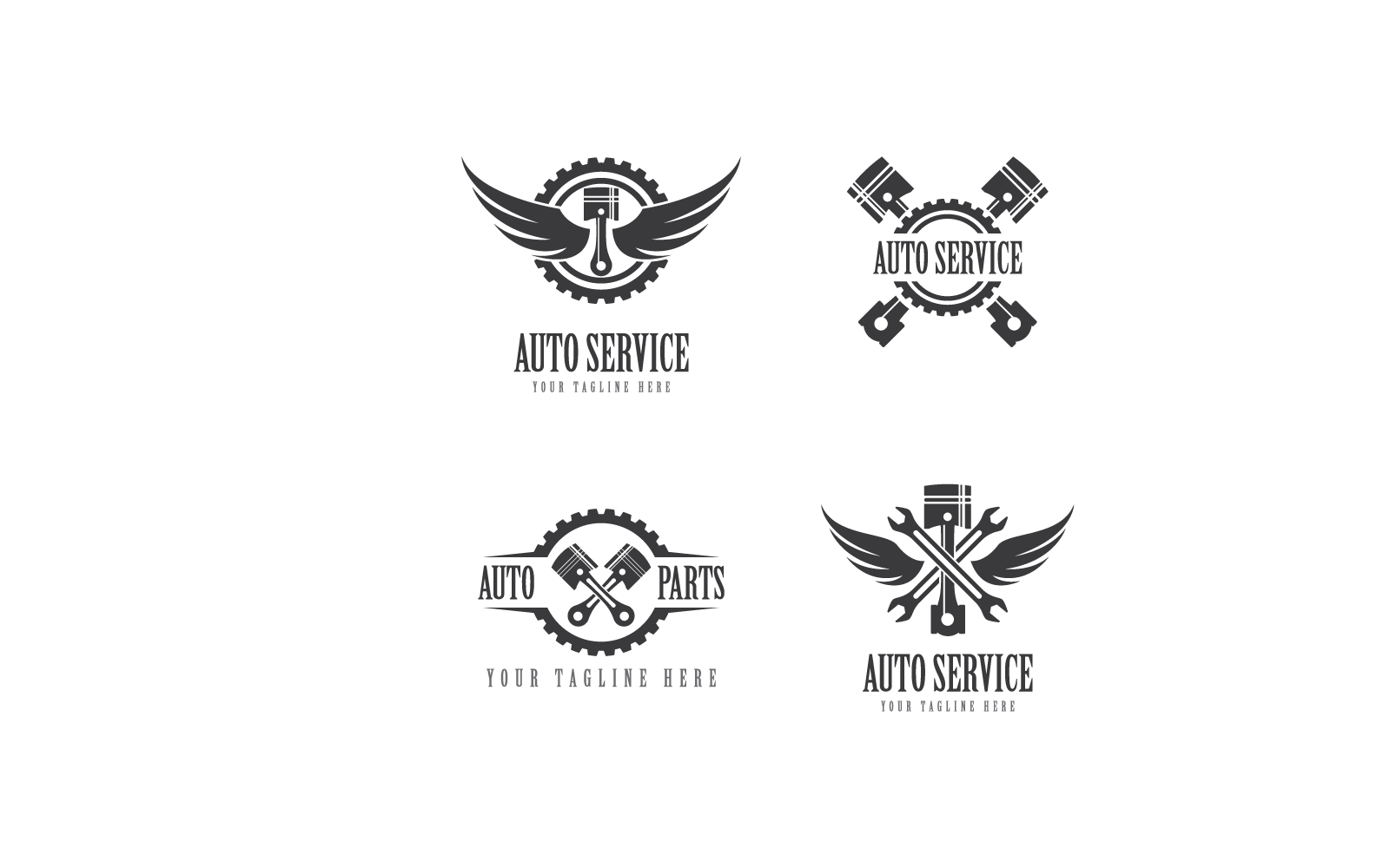 Pistão auto serviço logotipo vetor ícone design plano