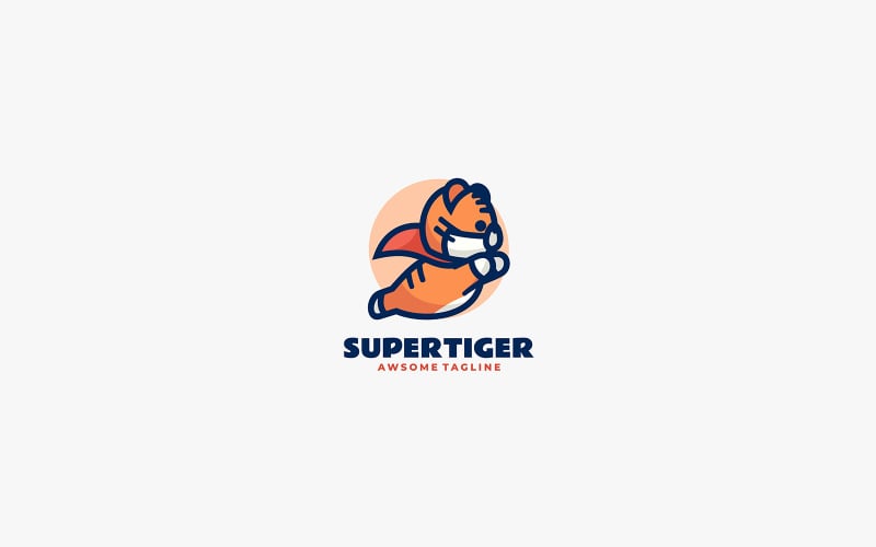 Super Tiger Mascot Cartoon Logo Logo Template