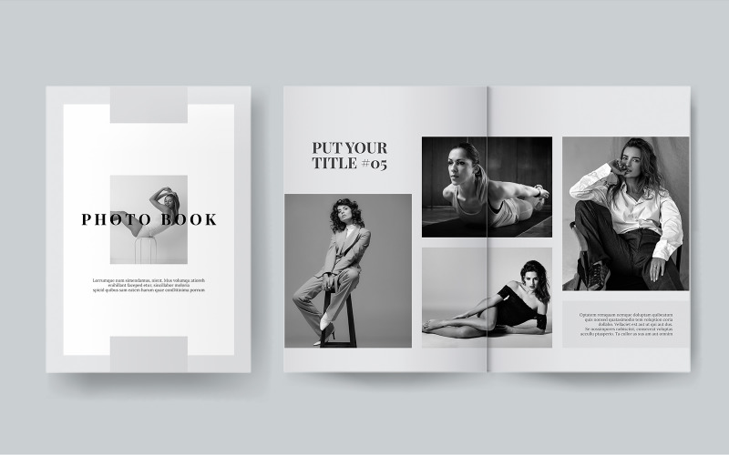 Black and White Photo Book Template Magazine Template