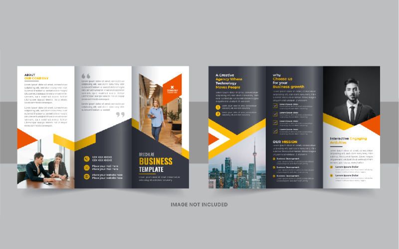 Company trifold brochure, Modern Business Trifold Brochure design template layout Corporate Identity