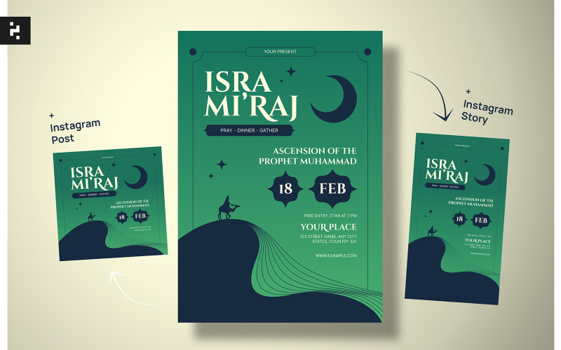 Elegant Isra Miraj Flyer Template Corporate Identity
