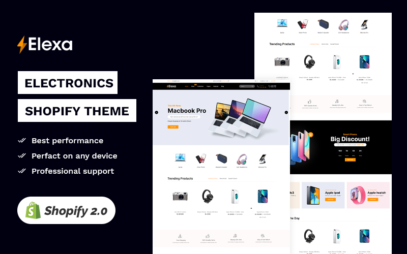Elexa -Electronics Digital store High level Shopify 2.0 Multi-purpose Responsive Theme Shopify Theme