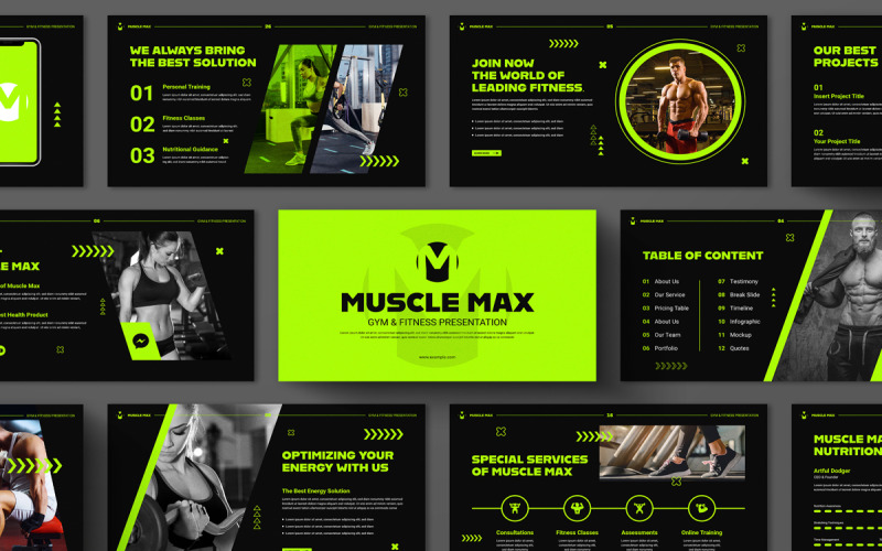 Gym & Fitness Presentation Template Layout PowerPoint Template