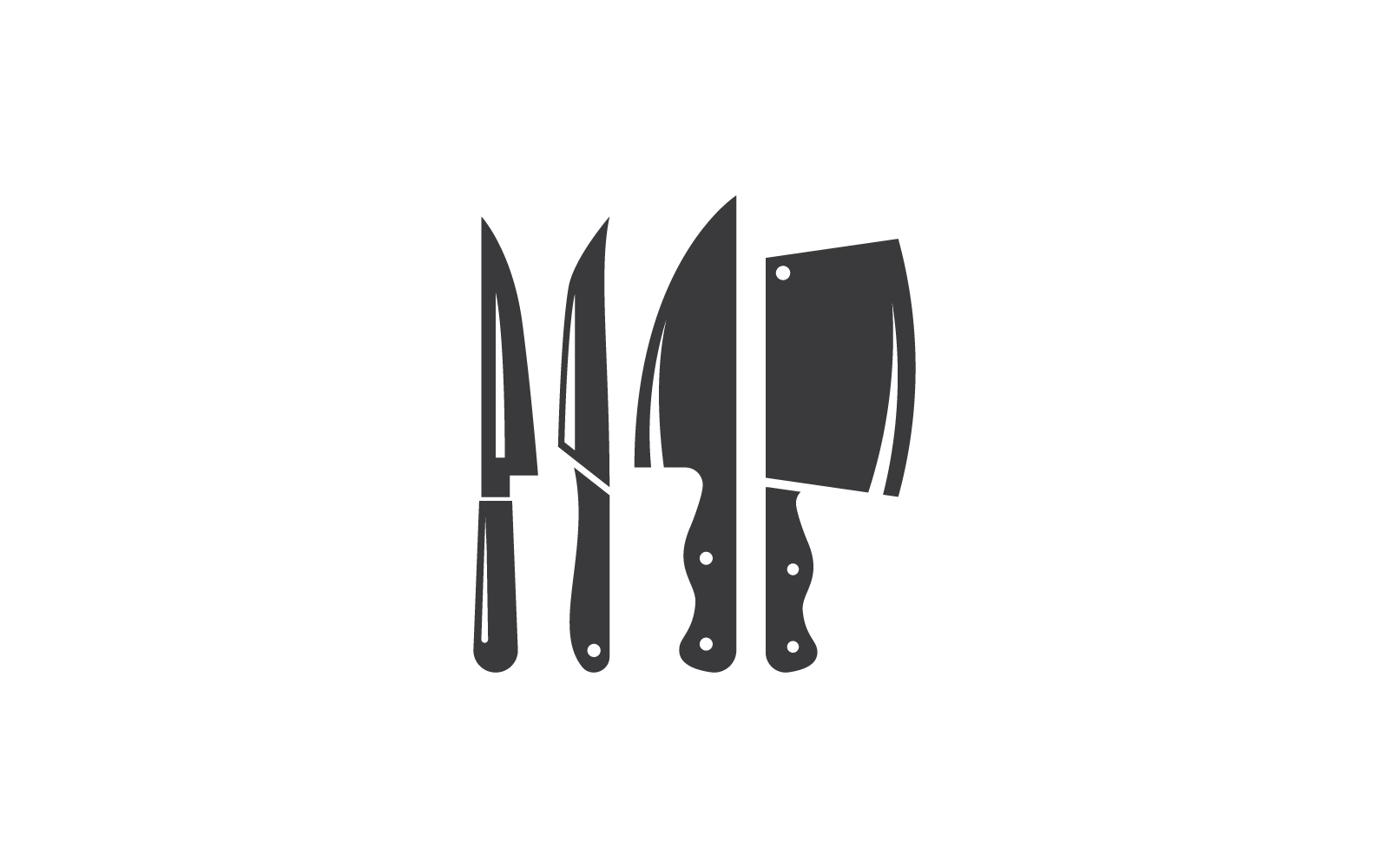 modello vettoriale di illustrazione del logo dello chef di cucina del coltello
