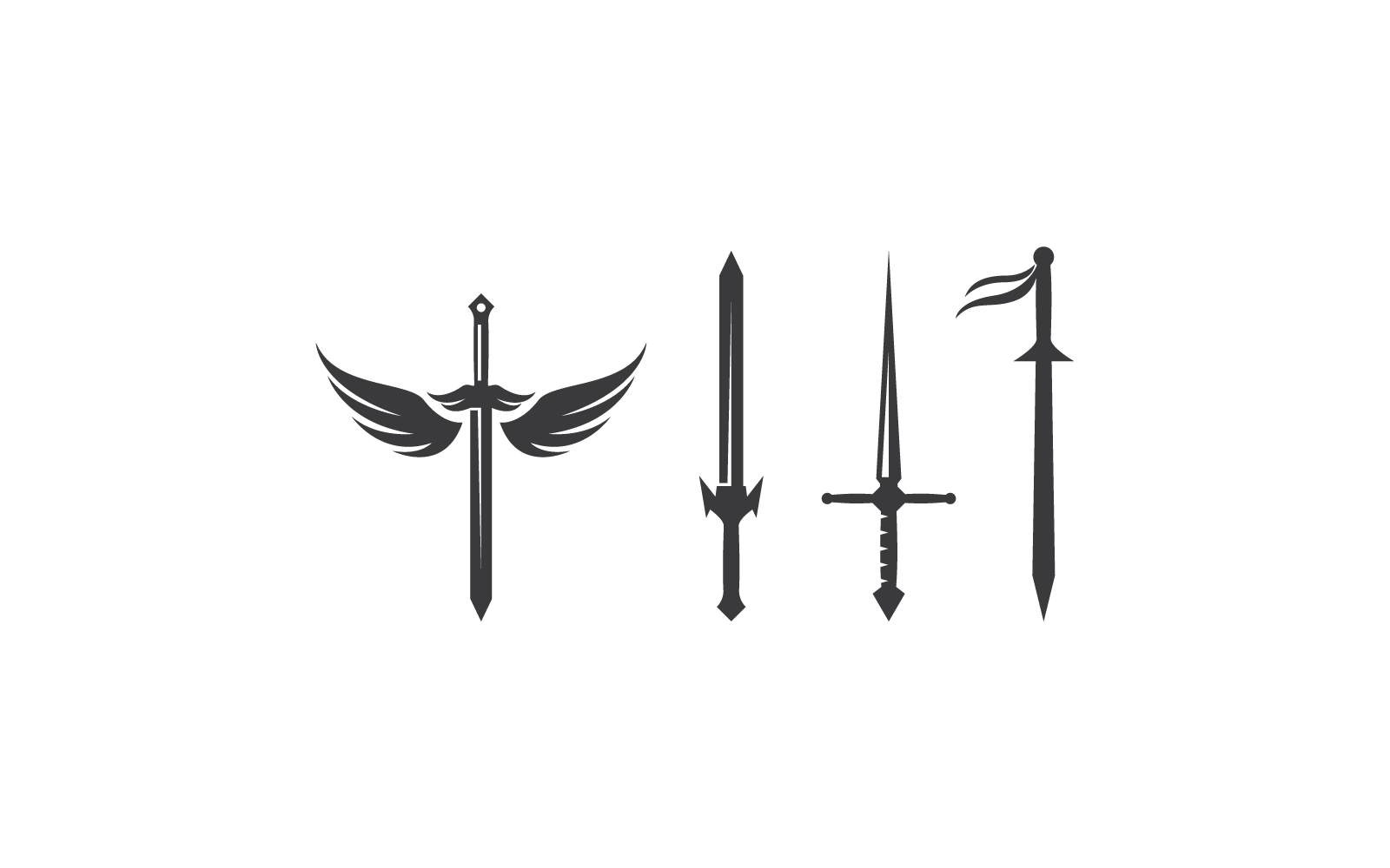 Schwert-Logo-Vektorsymbol flaches Design