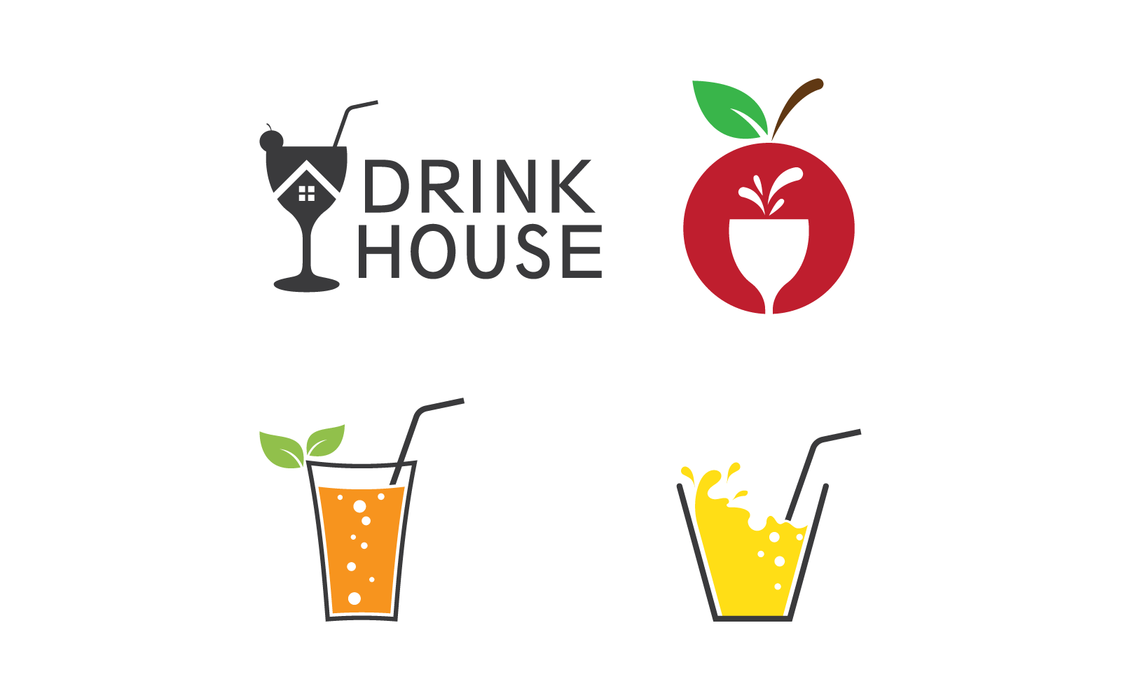 Drink glass logo vector flat design template Logo Template