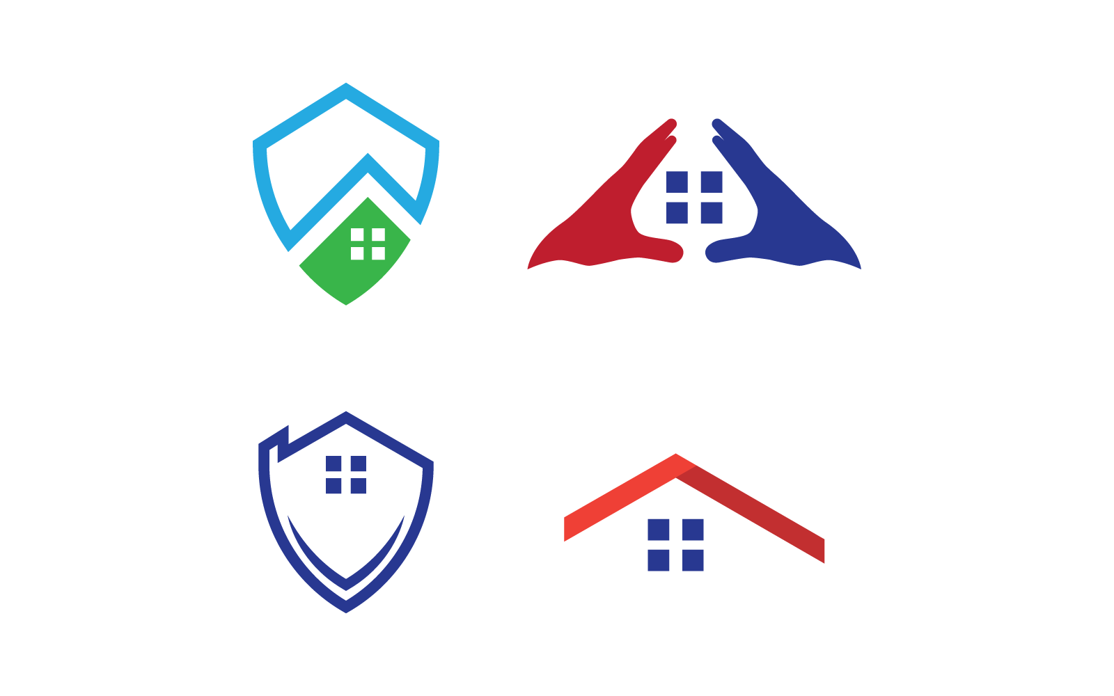 Huis en schild bescherming logo vector sjabloon