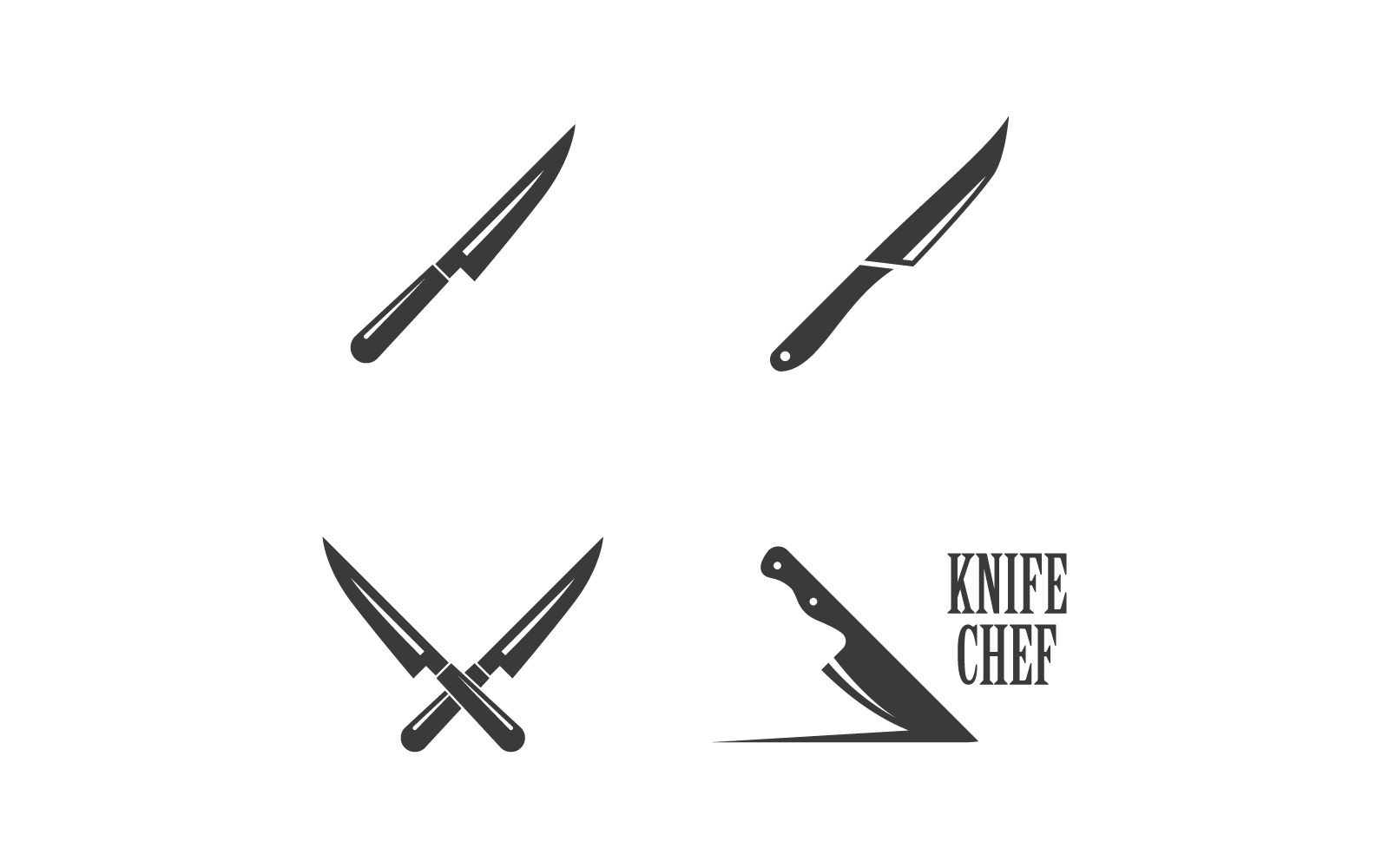 modello di disegno vettoriale del logo dello chef di cucina del coltello