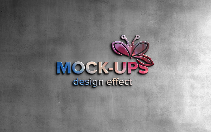 Embossed logo mockup on gray wall, elegant mockup Product Mockup