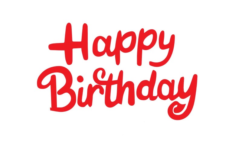 Free lettering of Happy Birthday on white background for greetings card. Vector Graphic