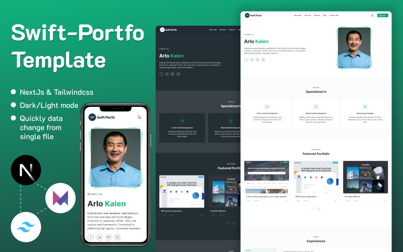 Swift-Portfo | NextJs Portfolio Template Landing Page Template