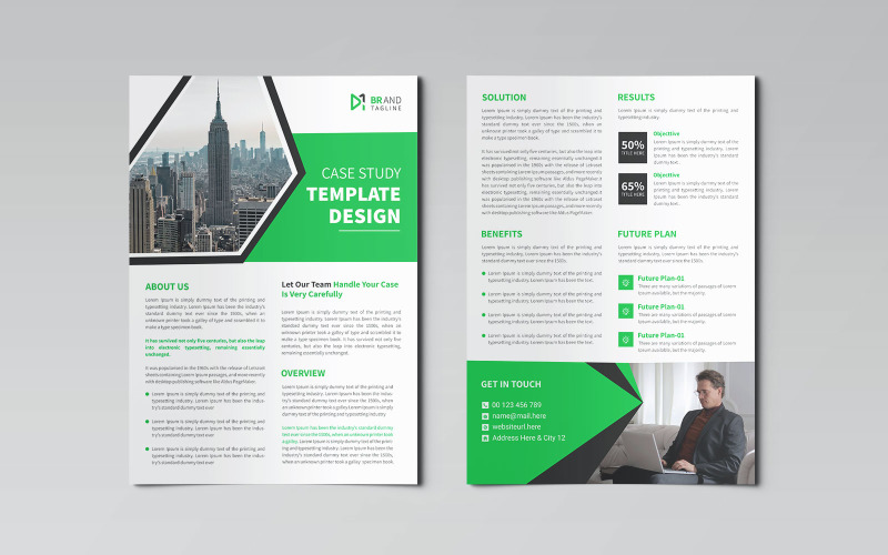 Case Study Flyer Layout Design Template Corporate Identity