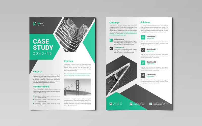 Clean and minimal professional case study flyer design template Corporate Identity