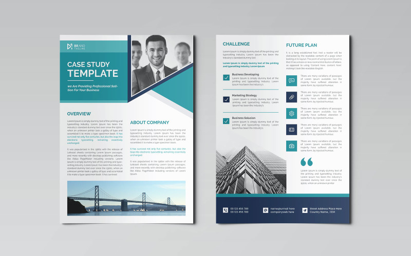 Clean and modern case study design template - corporate identity Corporate Identity
