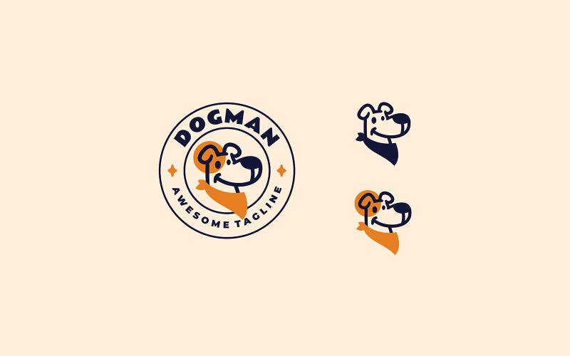 Dog Man Line Art Logo Design Logo Template