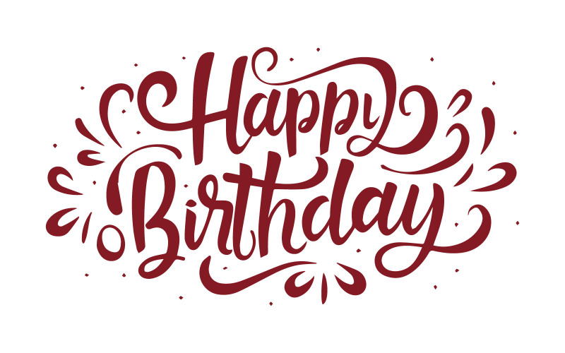Happy birthday text with elements on white background Free Vector Graphic
