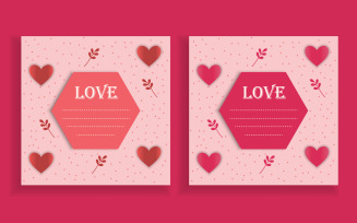 Love card set with pink pattern frame illustration