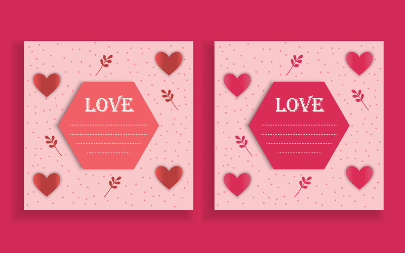 Love card set with pink pattern frame illustration Illustration
