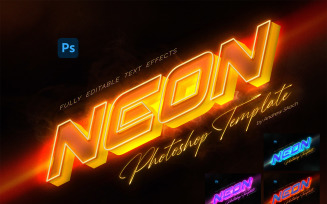 Neon Isometric Text Effect Photoshop Templates